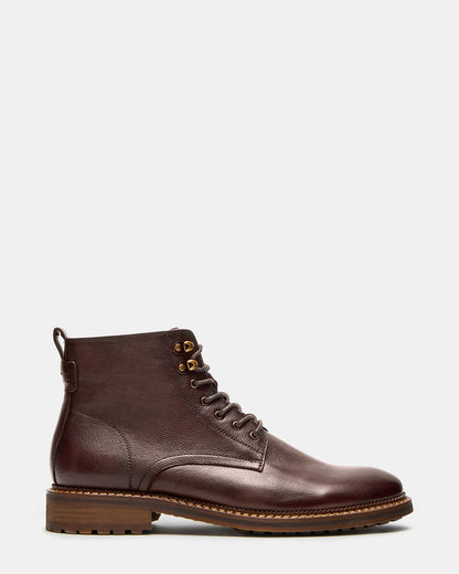 NOBY Brown Leather Men's Lace-Up Ankle Boot | Steve Madden Exclusive