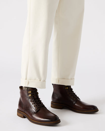NOBY Brown Leather Men's Lace-Up Ankle Boot | Steve Madden Exclusive