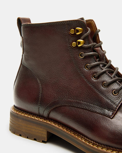NOBY Brown Leather Men's Lace-Up Ankle Boot | Steve Madden Exclusive