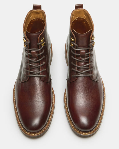 NOBY Brown Leather Men's Lace-Up Ankle Boot | Steve Madden Exclusive
