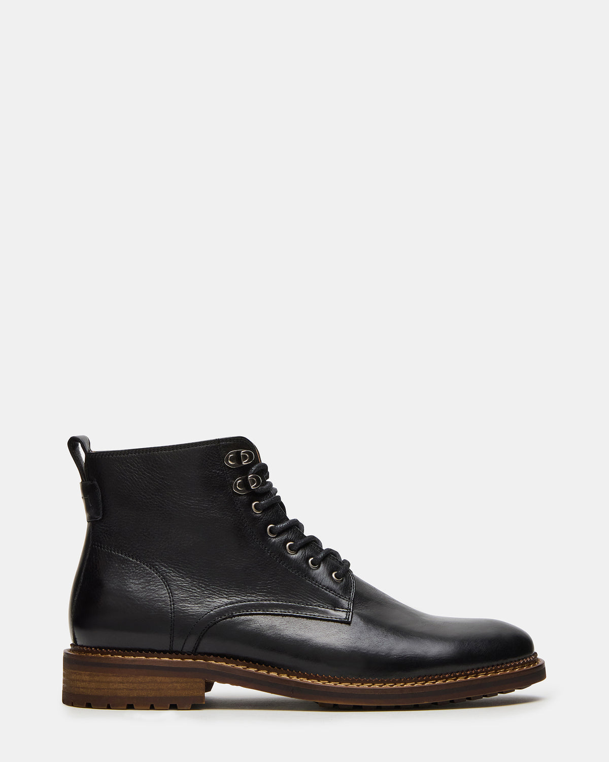 NOBY Black Leather Men's Lace-Up Ankle Boot | Steve Madden Discount