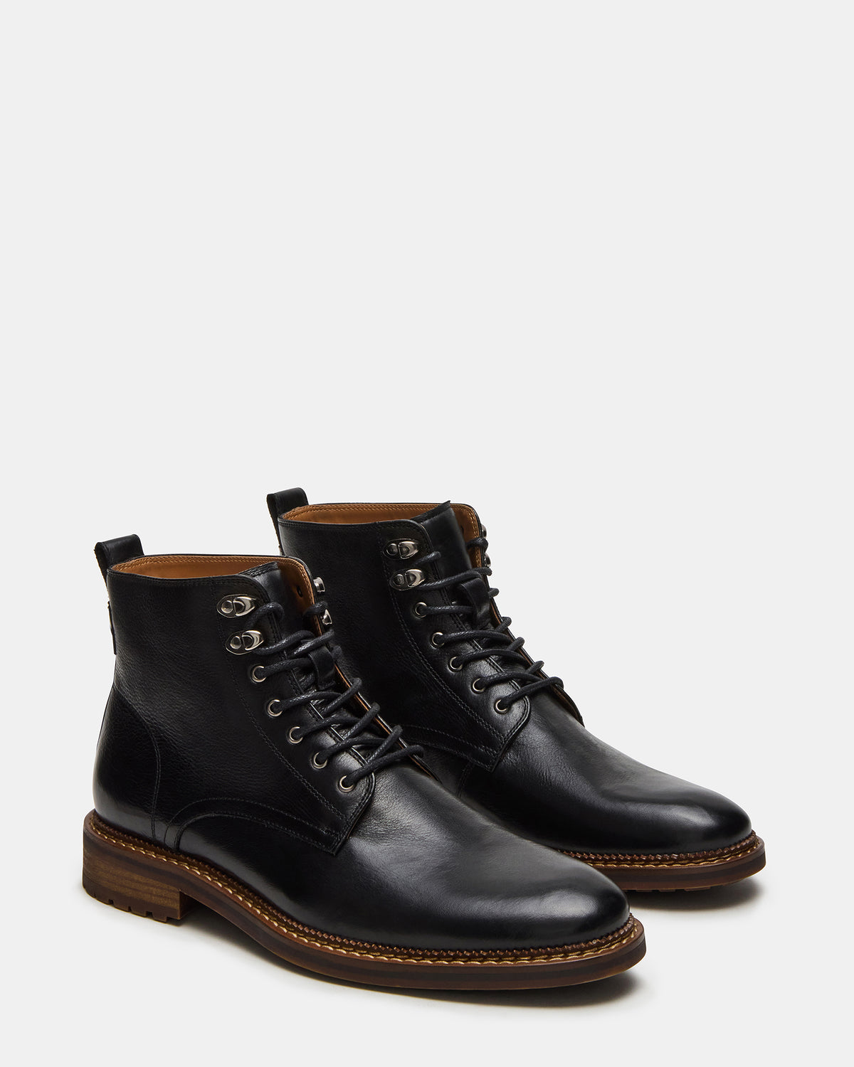 NOBY Black Leather Men's Lace-Up Ankle Boot | Steve Madden Discount