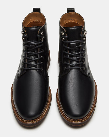 NOBY Black Leather Men's Lace-Up Ankle Boot | Steve Madden Discount
