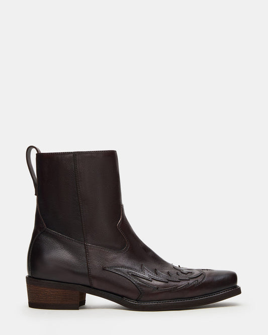 SANTANA Dark Brown Western Men's Ankle Boot | Steve Madden Best Seller
