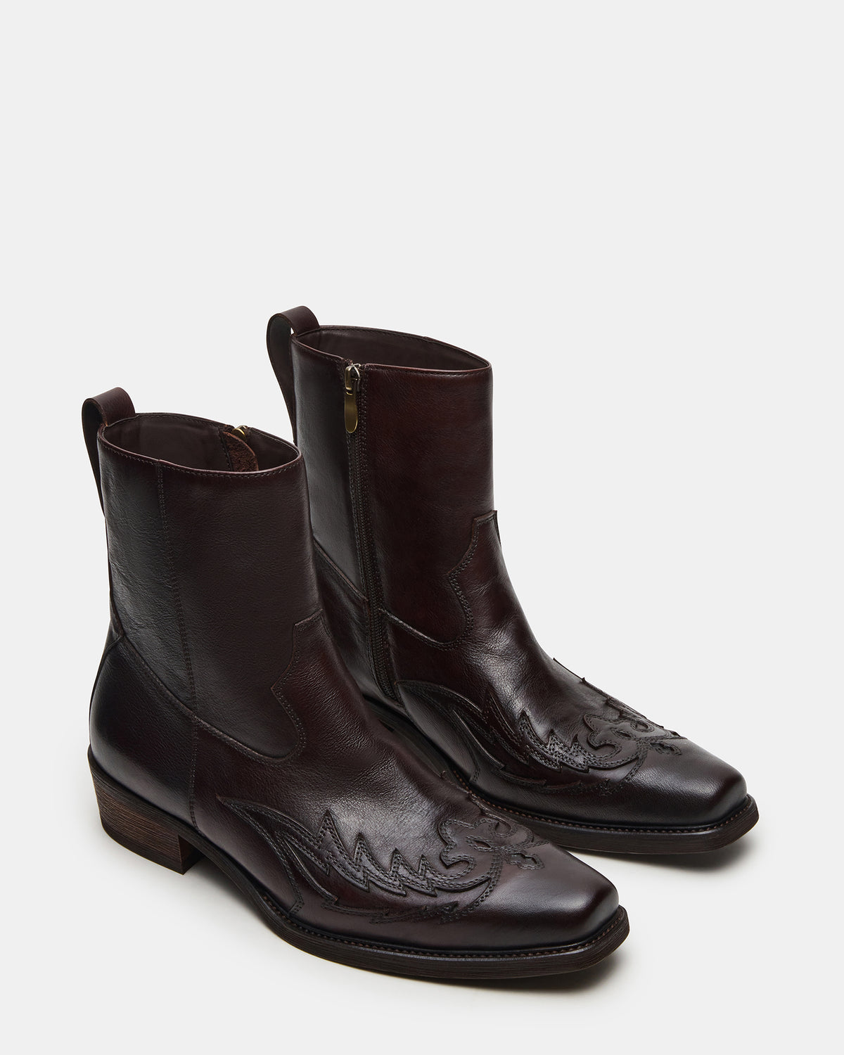 SANTANA Dark Brown Western Men's Ankle Boot | Steve Madden Best Seller