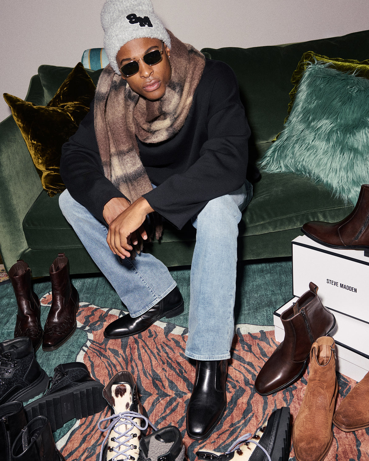 SANTANA Brown Leather Western Men's Ankle Boot | Steve Madden Signature