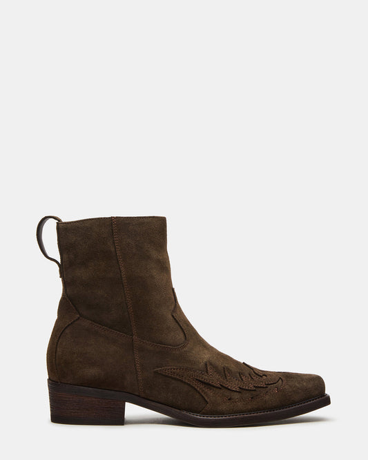 SANTANA Green Olive Western Men's Ankle Boot | Steve Madden Signature