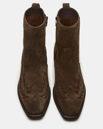SANTANA Green Olive Western Men's Ankle Boot | Steve Madden Signature