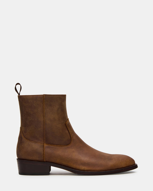 HENDRIK Tan Leather Men's Ankle Boot | Steve Madden Hot Sale