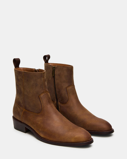 HENDRIK Tan Leather Men's Ankle Boot | Steve Madden Hot Sale