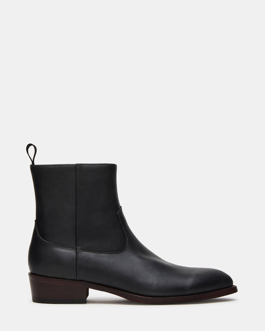 HENDRIK Black Leather Men's Ankle Boot | Steve Madden Hot Sale