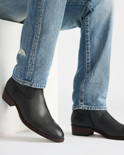 HENDRIK Black Leather Men's Ankle Boot | Steve Madden Hot Sale