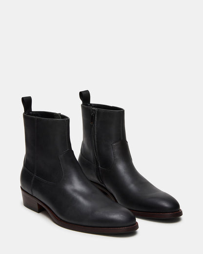 HENDRIK Black Leather Men's Ankle Boot | Steve Madden Hot Sale