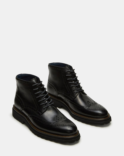 KODA Black Leather Lace-Up Men's Ankle Boot | Steve Madden Best Seller