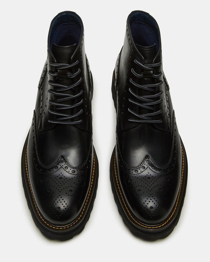 KODA Black Leather Lace-Up Men's Ankle Boot | Steve Madden Best Seller