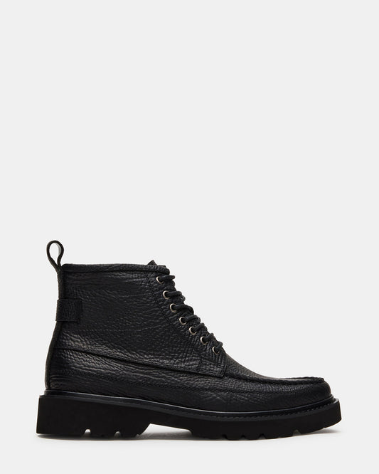 DAEL Black Leather Lace-Up Men's Ankle Boot | Steve Madden Recommended