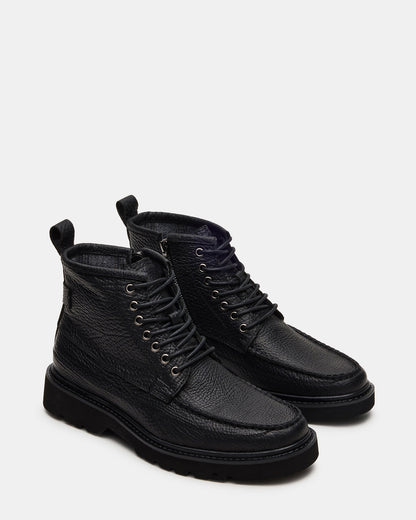DAEL Black Leather Lace-Up Men's Ankle Boot | Steve Madden Recommended