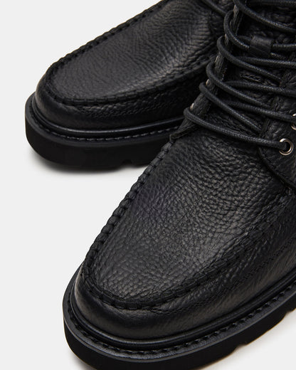 DAEL Black Leather Lace-Up Men's Ankle Boot | Steve Madden Recommended