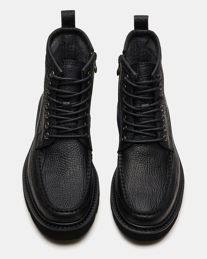 DAEL Black Leather Lace-Up Men's Ankle Boot | Steve Madden Recommended