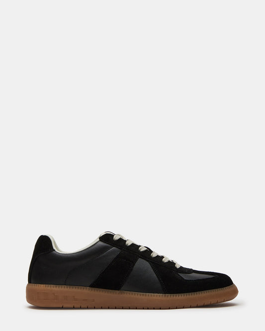DIXON Black Leather Low-Top Panel Men's Sneaker | Steve Madden Featured