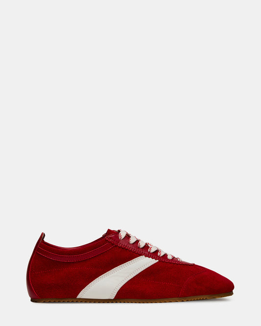 JUNA Red Low-Top Lace-Up Stripe Men's Sneaker | Steve Madden New