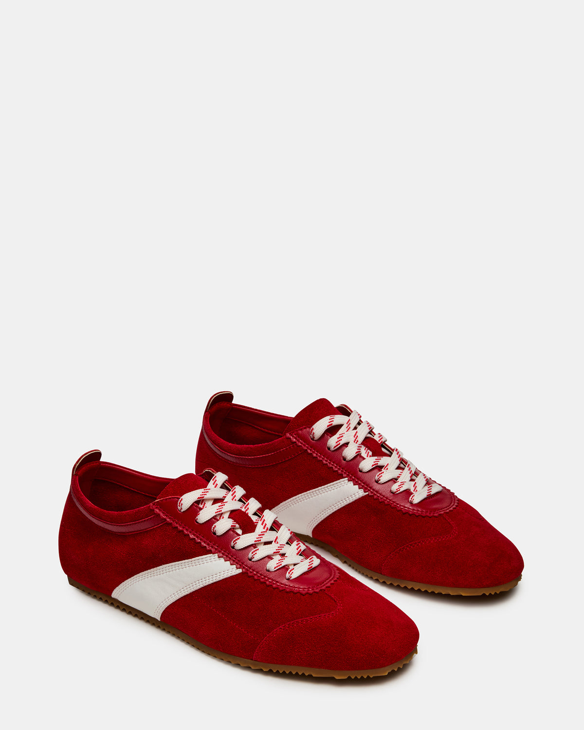 JUNA Red Low-Top Lace-Up Stripe Men's Sneaker | Steve Madden New