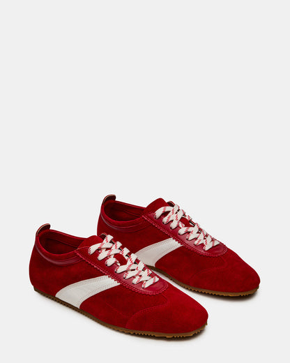 JUNA Red Low-Top Lace-Up Stripe Men's Sneaker | Steve Madden New