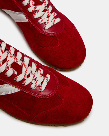 JUNA Red Low-Top Lace-Up Stripe Men's Sneaker | Steve Madden New