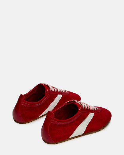 JUNA Red Low-Top Lace-Up Stripe Men's Sneaker | Steve Madden New