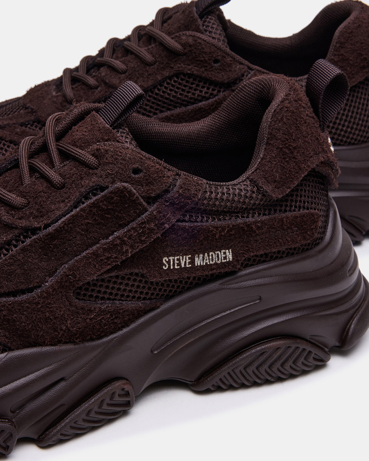 POSSESS Brown Suede Low-Top Lace-Up Men's Sneaker | Steve Madden Top Pick