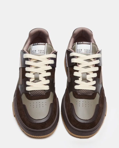 SANCHEZ Brown Multi Low-Top Lace-Up Men's Sneaker | Steve Madden Sale