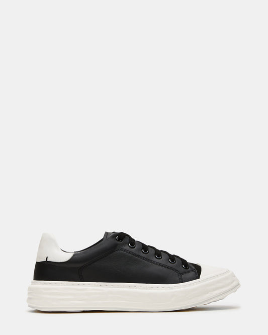MACRAE Black Leather Men's Low-Top Fashion Sneaker | Steve Madden Recommended