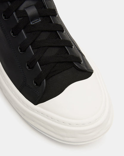 MACRAE Black Leather Men's Low-Top Fashion Sneaker | Steve Madden Recommended