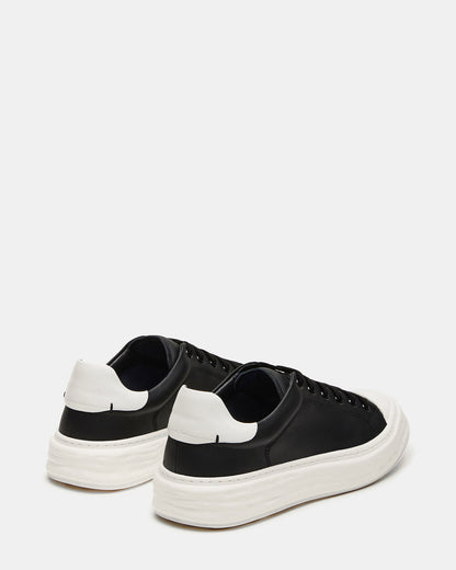 MACRAE Black Leather Men's Low-Top Fashion Sneaker | Steve Madden Recommended