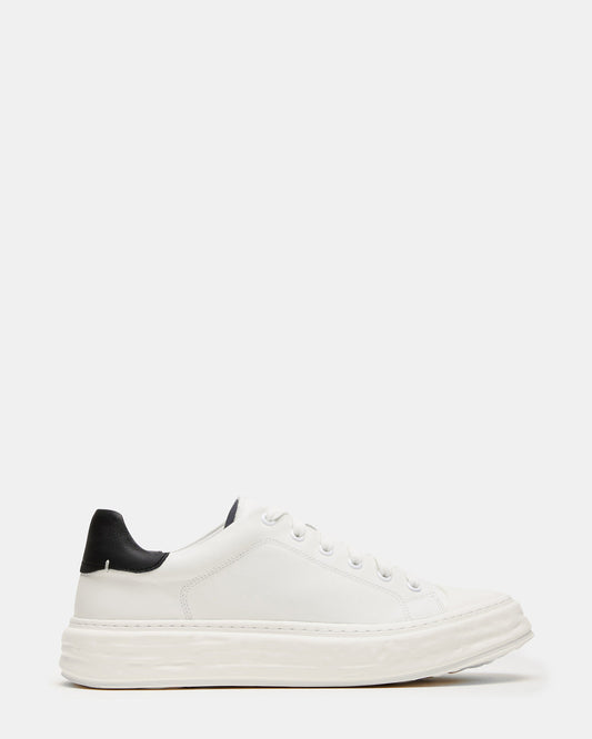 MACRAE White Leather Men's Low-Top Fashion Sneaker | Steve Madden Customer Favorite