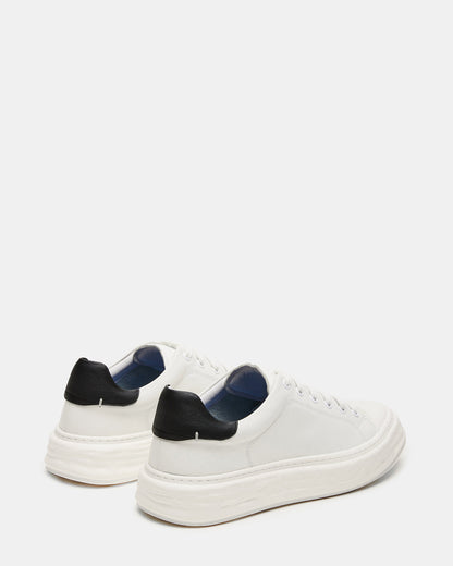 MACRAE White Leather Men's Low-Top Fashion Sneaker | Steve Madden Customer Favorite