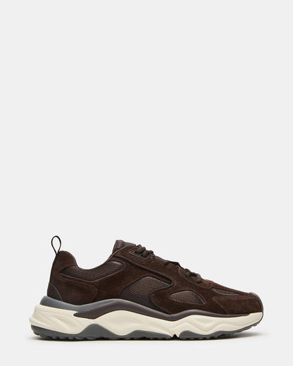 SALVADOR Brown Low-Top Lace-Up Men's Sneaker | Steve Madden Premium