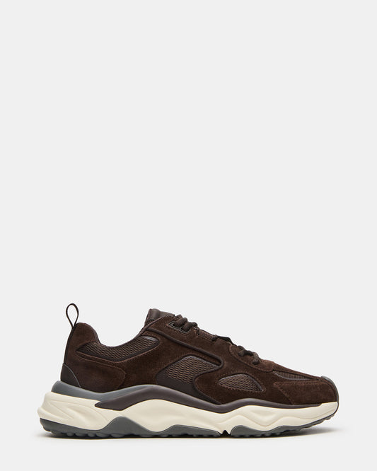 SALVADOR Brown Low-Top Lace-Up Men's Sneaker | Steve Madden Premium