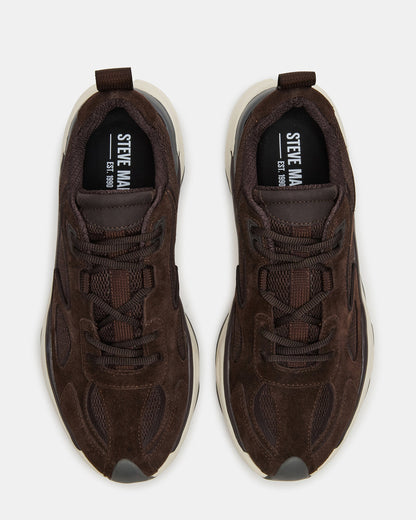 SALVADOR Brown Low-Top Lace-Up Men's Sneaker | Steve Madden Premium