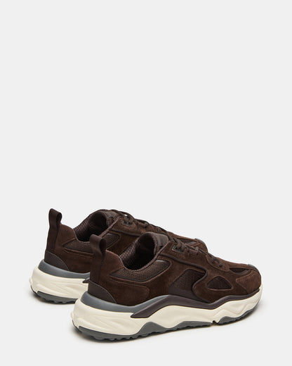 SALVADOR Brown Low-Top Lace-Up Men's Sneaker | Steve Madden Premium