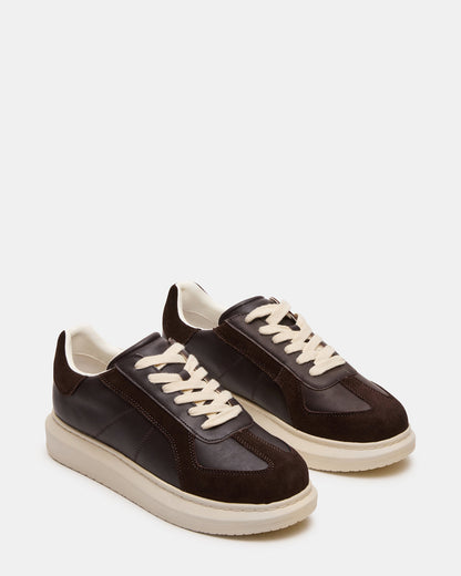 MINOU Brown Leather Low-Top Lace-Up Men's Sneaker | Steve Madden Trending