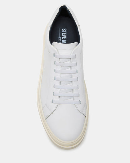 ZOII White Leather Men's Low-Top Lace-Up Sneaker | Steve Madden Trending