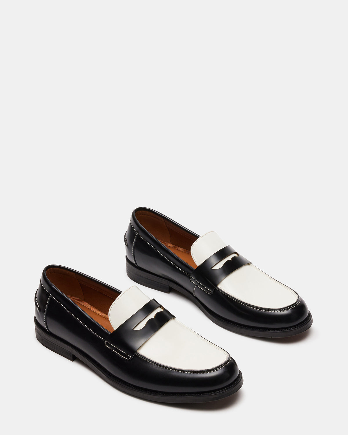 NATAN Black/ White Leather Men's Slip-On Dress Loafer | Steve Madden Special Offer