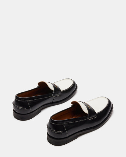 NATAN Black/ White Leather Men's Slip-On Dress Loafer | Steve Madden Special Offer