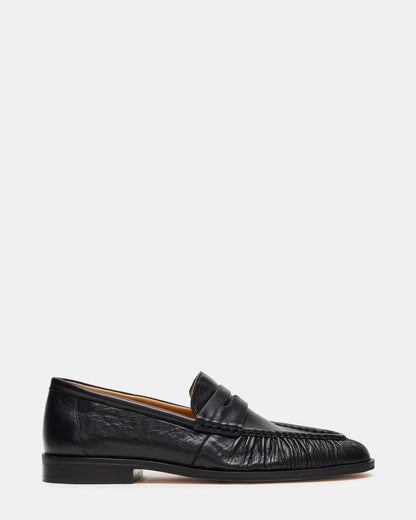 QUINCEY Black Leather Slip-On Men's Loafer | Steve Madden Classic