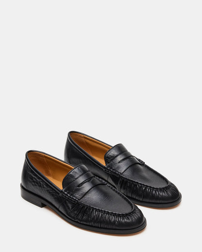 QUINCEY Black Leather Slip-On Men's Loafer | Steve Madden Classic
