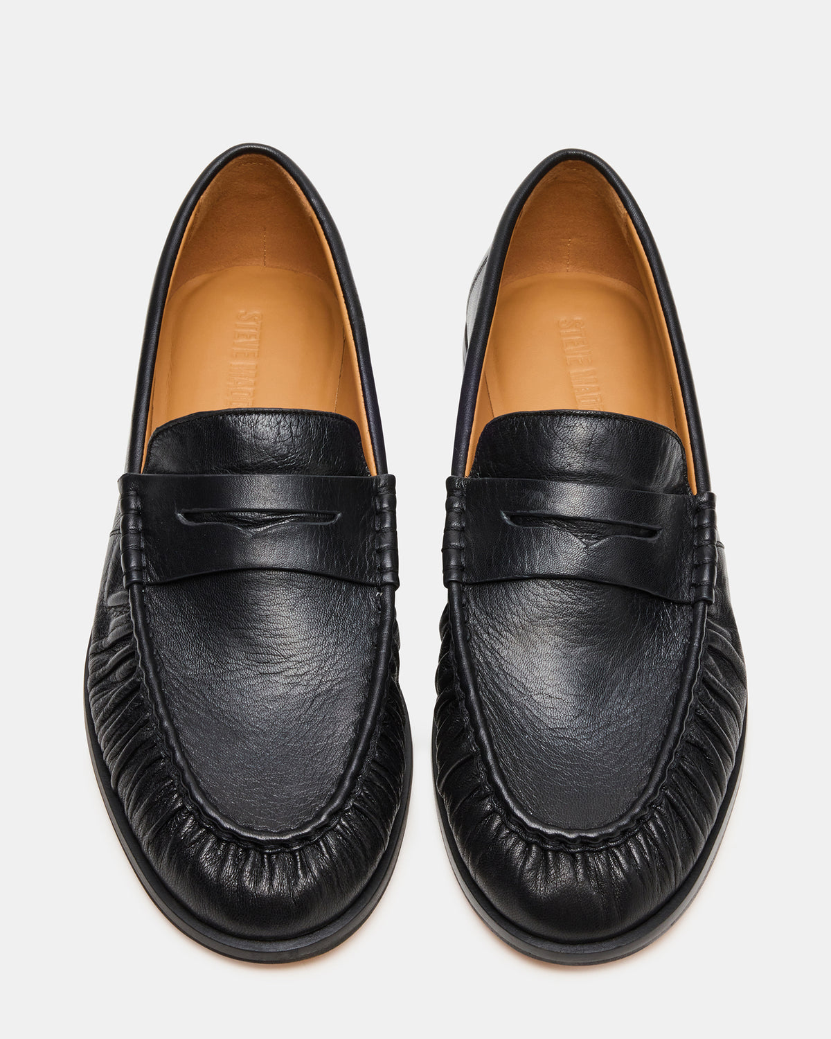 QUINCEY Black Leather Slip-On Men's Loafer | Steve Madden Classic