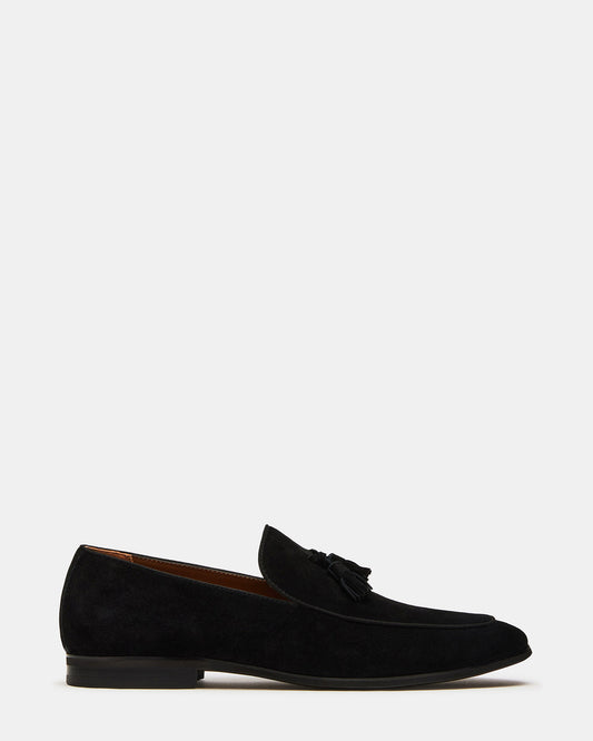 ONDRE Black Suede Tassel Slip-On Men's Loafer | Steve Madden New