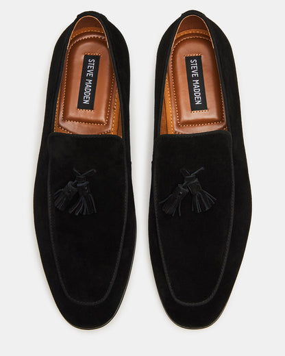 ONDRE Black Suede Tassel Slip-On Men's Loafer | Steve Madden New