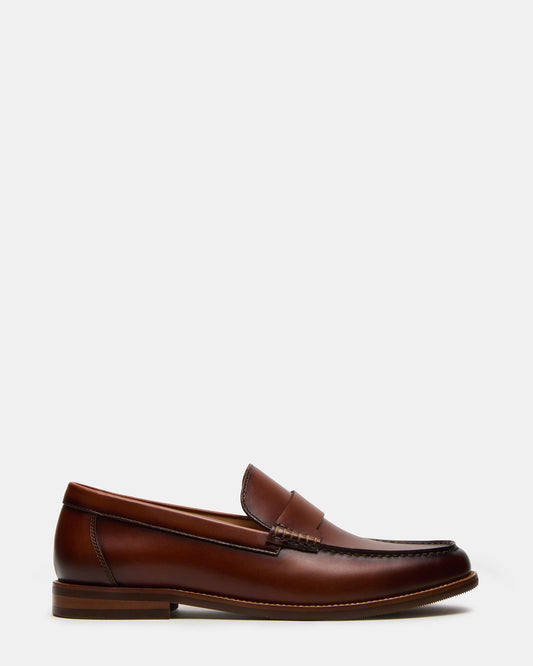 COLVER Cognac Leather Men's Slip-On Loafer | Steve Madden Latest